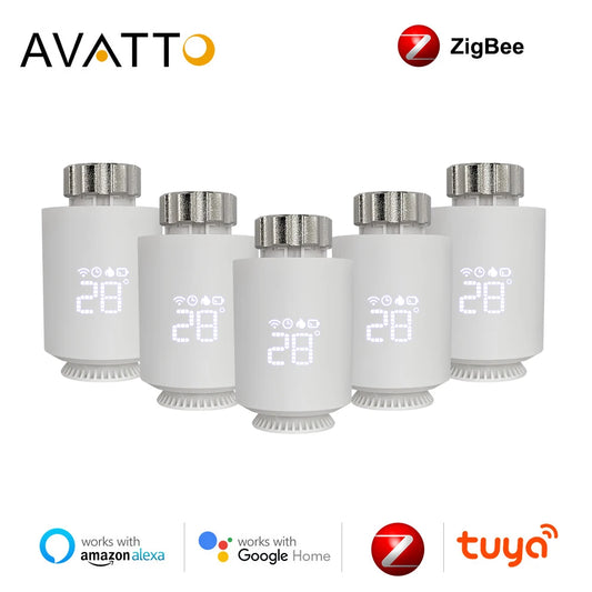 AVATTO Tuya ZigBee3.0 TRV Radiator Actuator Valve,Smart Programmable Thermostat Temperature Controller Support Alexa Google Home